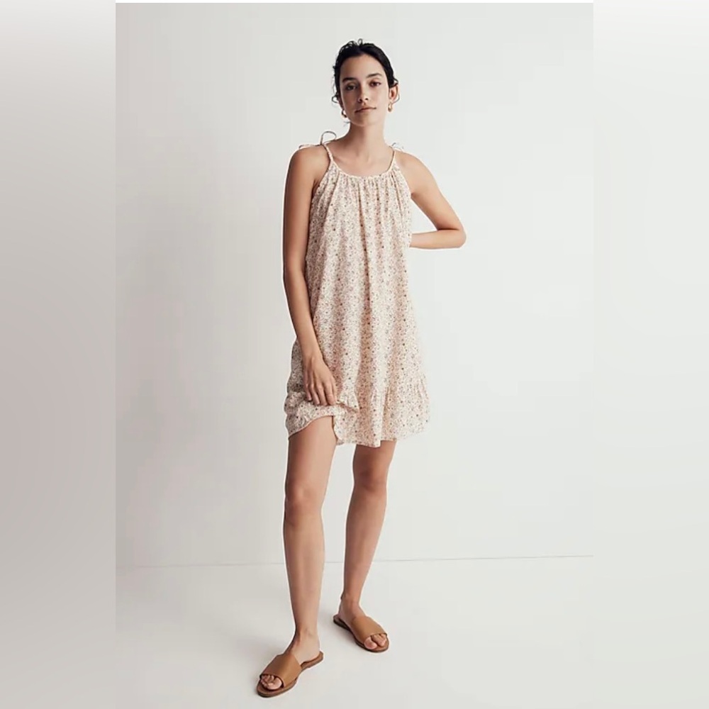 Madewell Crinkle Tie-Strap Ruffle-Hem Cover-Up Dress in Florentine Floral